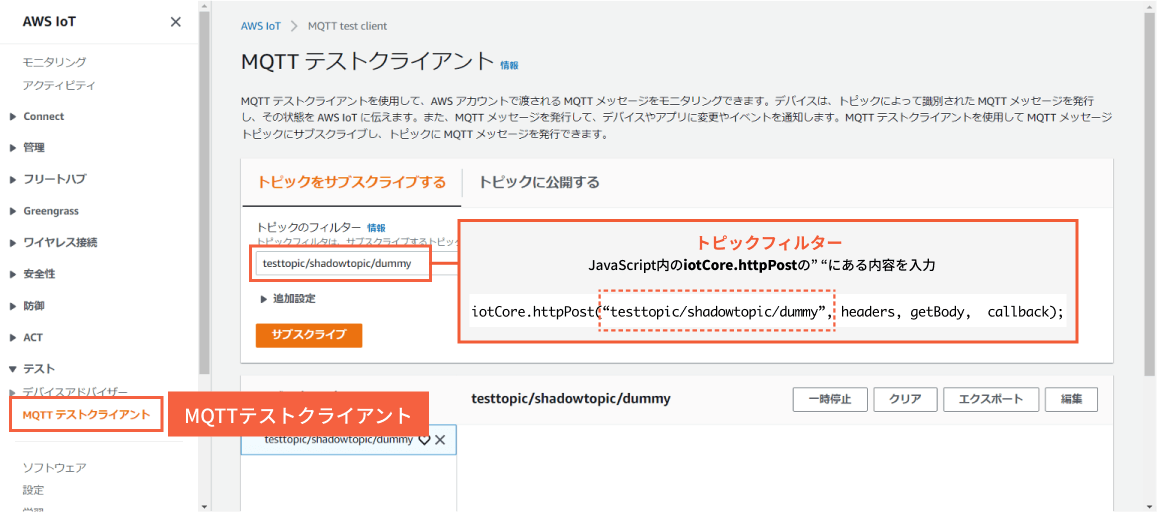 図11. AWS IoT Coreの設定内容