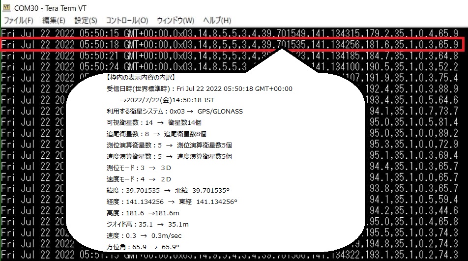 図15. 3秒毎に測位した結果を表示した画面
